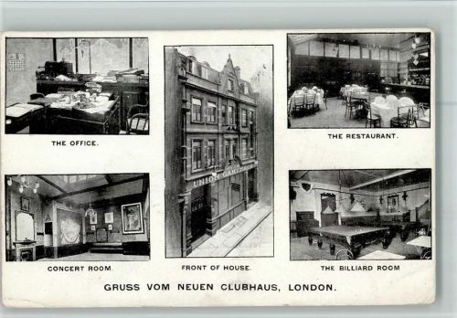 1922 - Neues Clubhaus mit Innenansichten , Interieur , Billard Room, Office, Restaurant AK