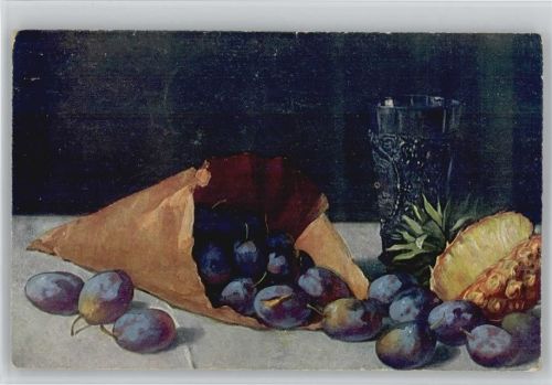 Pflaumen - Ananas - Früchte - Weinglas