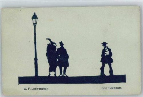 Scherenschnitt - sign W.F. Loewenstein - Liebespaar -