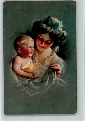 Serie 559-3 sign Knöfel, Mutter und Kind , Baby - Frau mit Schleife und Spitzenhaube