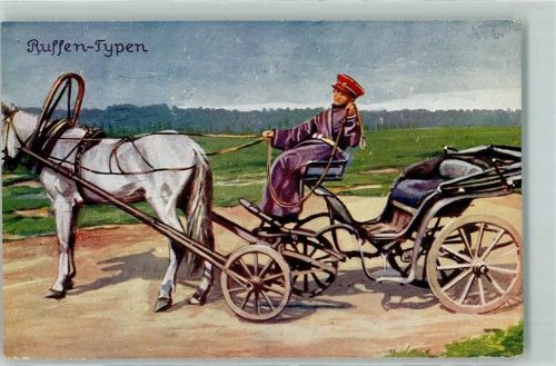Russen Typen Kutsche Trachten Russland 1917