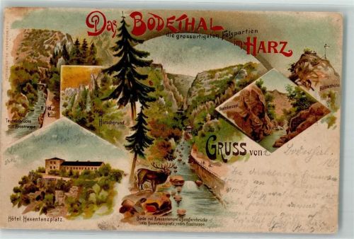 Bodetal 1899 Teufelsbrücke Hirschgrund Hotel Hexentanzplatz Bodekessel Hirsch