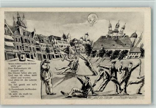 03238 O7980 Finsterwalde - Schiefe Häuser - Sänger v. Finsterwalde - Trinker AK