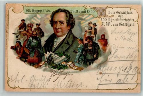Erinnerung 150jähr. Geburtstagsfeier 1899 AK Goethe