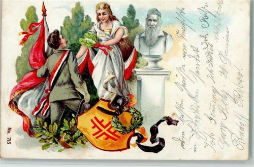 1900 Denkmal, Fahnen, gute Erhaltung AK
