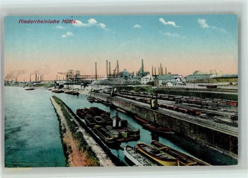 Duisburg Niederrheinische Hütte , Binnenschiffe ca 1915 AK