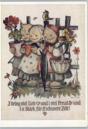 1954 Nr. 5835 Verlag Josef Müller AK Regenschirm