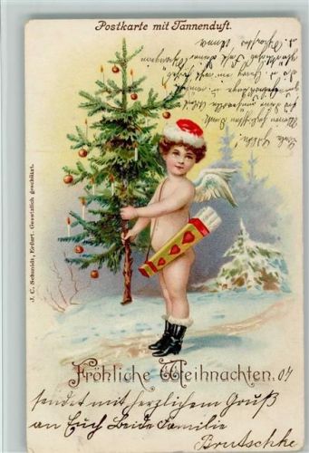 1907 Tannenduft - Amor Engel mit einem geschmückten Weihnachtsbaum