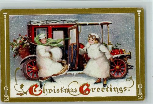 Christmas - Pelzmode, Kinder im Automobil