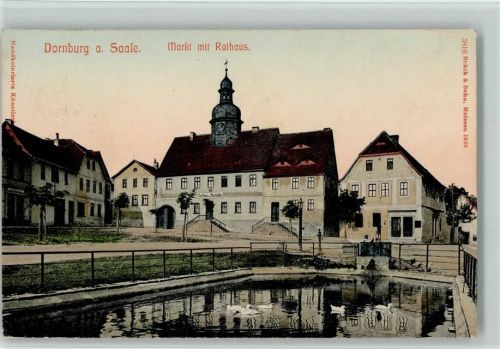 Dornburg 1911 Markt mit Rathaus