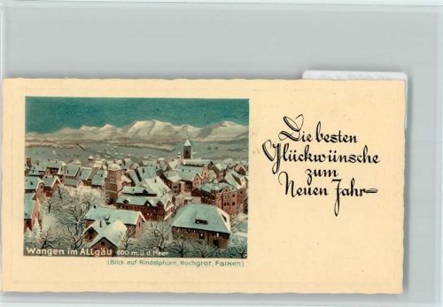88239 W7988 Wangen im Allgäu 1906 Lithographie / Prägedruck Passepartout - kleine Karte - Winter Städteglückwunsch