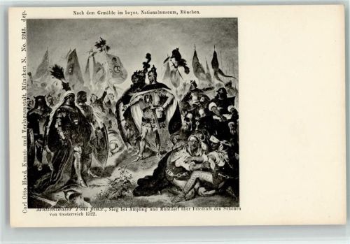 Gemälde von Muttenthaler - Sieg bei Ampling und Mühldorf über Friedrich den Schönen von Österreich 1322 AK
