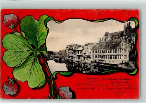 Metz 1900 Felsenstrasse Rückseite Rue des roches Vierblättriges Kleeblatt