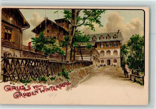 Bad Schandau 1898 Gruss aus - Großer Winterberg mit Aussichtsturm, gute Erhaltung
