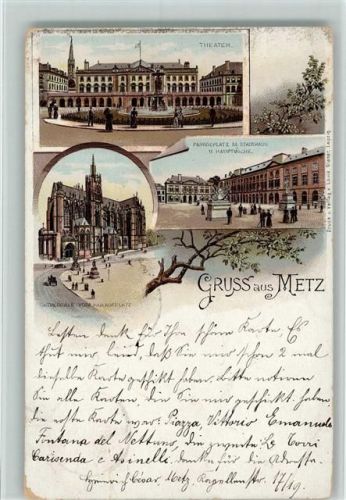 Metz 1898 Gruss aus - Theater, Paradeplatz