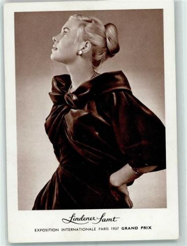 Lindener Samt 1937 - Werbung AK Werbung Mode