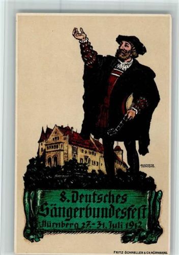 Nürnberg Offiz. Karte 8. Deutsches Sängerbundesfest 1912 AK sehr gute Erhaltung