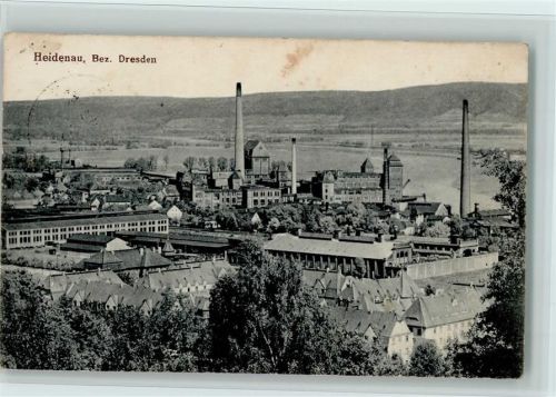 01809 O8312 Heidenau , Sachs 1935 - Fabriken, Schornsteiner, I AK
