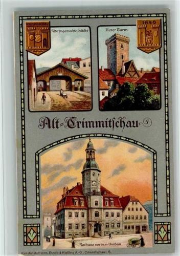 Crimmitschau Ereignis - Stadtrechtsfeier 1414-1914 - Roter Turm, Rathaus vor dem Umbau, gute Erhaltung AK