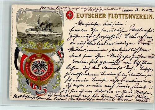 Flagge, Wappen, Deutscher Flottenverein 1902 AK