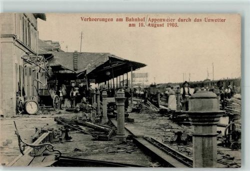 Appenweier 1905 Verheerungen am Bahnhof durch das Unwetter