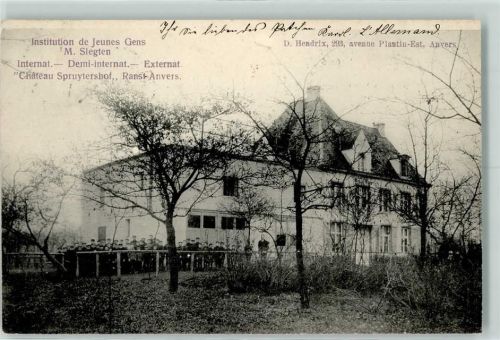 1909 Ranst Internat. Institut M. Slegten Chateau Spruytershof