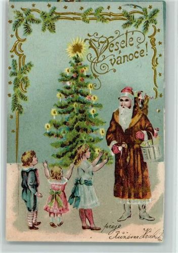 1902 Vesele Vanoce - geschmückter Tannenbaum AK