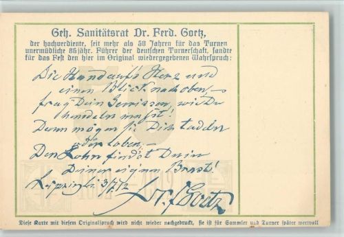 Sanitätsrat Fred. Goertz Mirbegründer der deutschen Turnerschaft