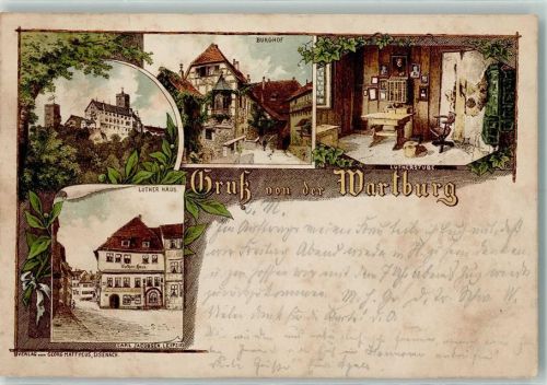 Eisenach 1892 Vorläufer Druck 1890-1895 Wartburg Burghof Lutherstube Luther-Haus