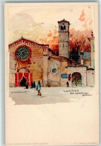 Lugano Velten Verlag Nr. 399 Kirche St. Maria degli Angioli Wielandt, M. 1900 Lithographie / Künstlerkarte