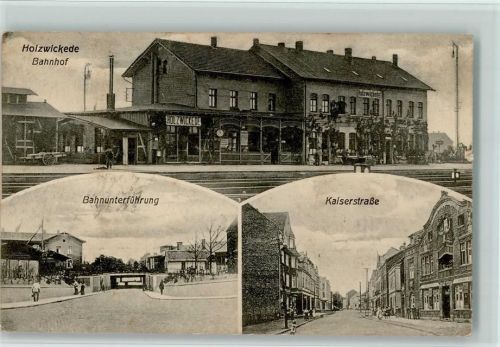 59439 W4755 Holzwickede 1916 - Bahnhof, Bahnunterführung, Kaiserstrasse, gute Erhaltung AK