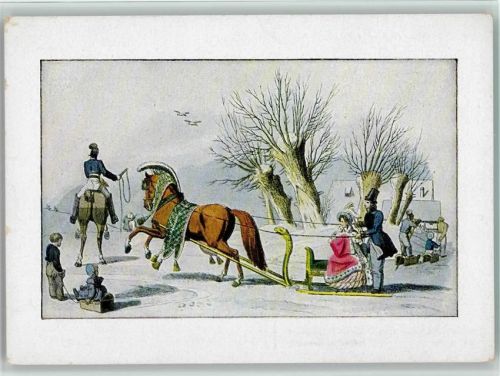 Die Pferdeschlittenfahrt Biedermeier Zeit - Nürnberger Bilderbogen