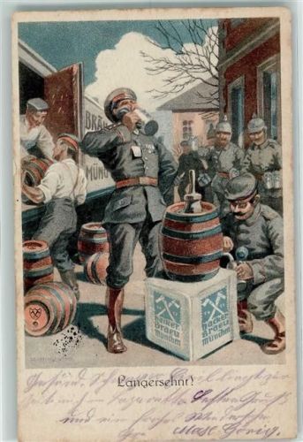 Hackerbräu WK I Propaganda sign. R. Lange Werbung Bier 1916 Künstlerkarte