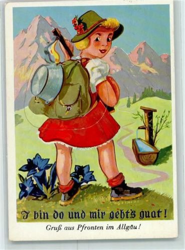 Pfronten Mädchen Rucksack Brunnen Enzian