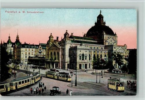 Frankfurt Schauspielhaus, Straßenbahnen ca 1913 AK