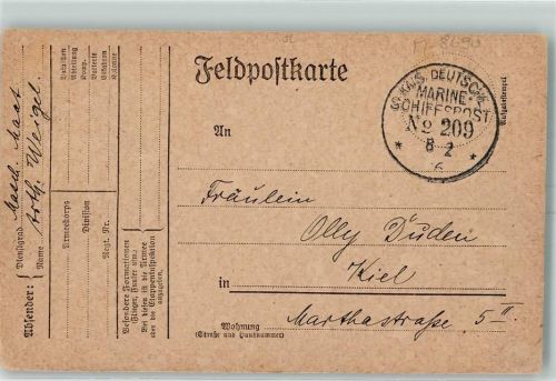 Nr. 209 Datum: 8.2.1916 Feldpostkarte