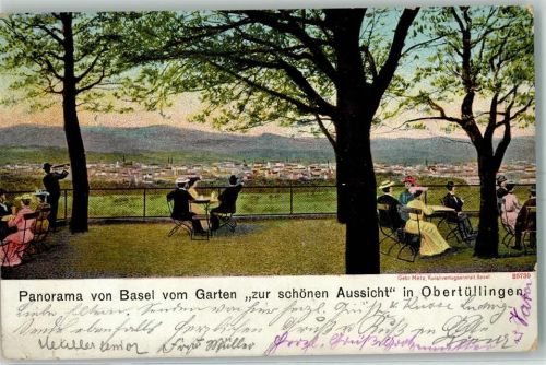 Tüllingen 1905 Panorama von Basel vom Garten Zur schönen Aussicht Obertüllingen