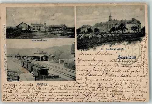 68700 Cernay Sennheim Gebrauchsspuren Waisenhaus Bahnhof St. Andreas-Anstalt Schafe