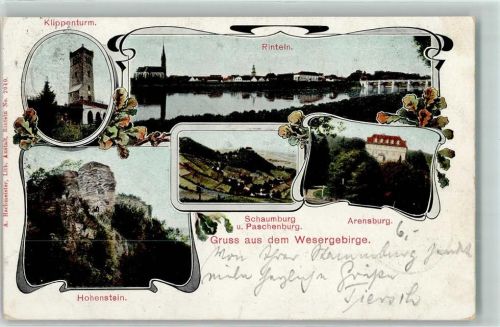 Rinteln 1905 Klippenturm Hohenstein Arensburg Schaumburg u. Paschenburg