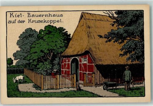 W2300 Kiel , Ostsee Bauernhaus auf der Krusekoppel Ziege sign Künstlersteindruck