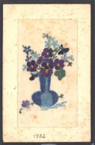 1932 Seidenstickerei Blumen