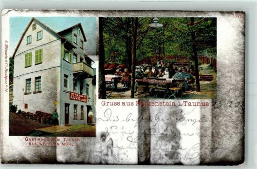 61462 W6240 Falkenstein , Taunus 1902 Gebrauchsspuren Gasthaus Zum Taunus Bes Wilhelm Mühl