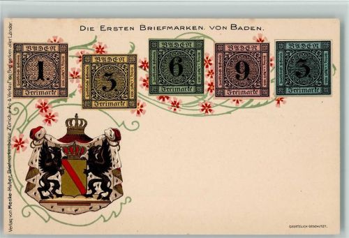 Menke-Huber - Litho Wappen - Die ersten Briefmarken von Baden 1900 AK
