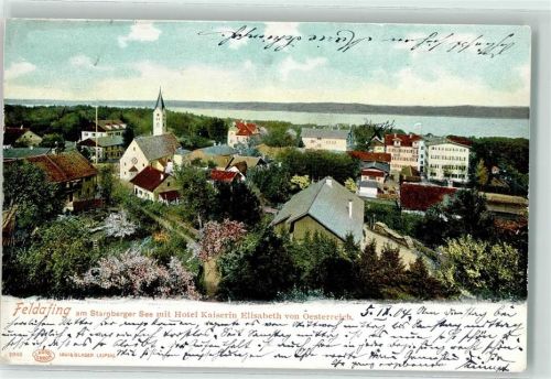 Feldafing 1904 Starnberger See mit Hotel Kaiserin Elisabeth von Österreich