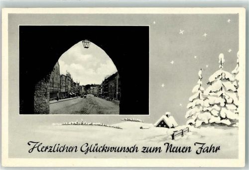 Vilsbiburg Stadttor Hindenburgplatz Herzlichen Glückwunsch zumm Neuen Jahr Winter Schnee