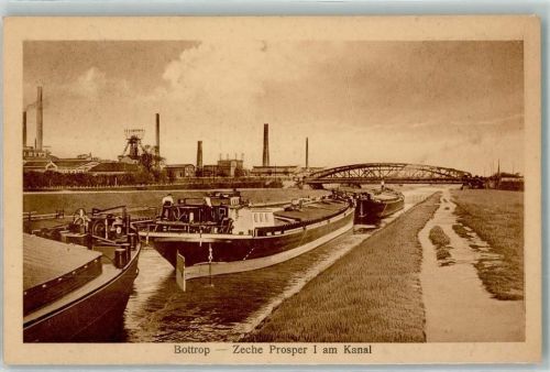 Bottrop Zeche Prosper I am Kanal Frachtschiff