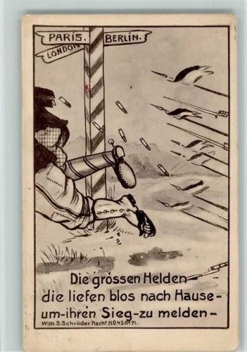 WK I - Die grossen Helden liefen nach Hause, um ihren Sieg zu melden - Wilh. Schröder Nr. 043 Nr. 71 AK