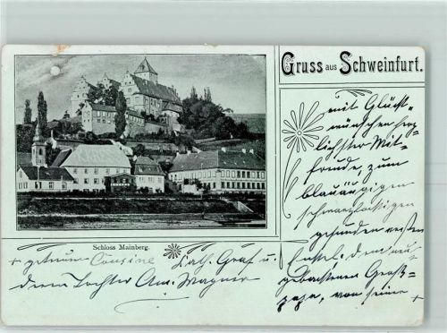 Schweinfurt 1899 Schloss Mainberg Mondschein