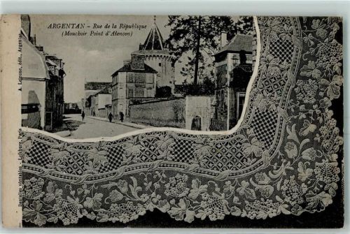 Argentan Rue de la Republique Spitze Stoff Mauer