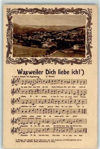 Waxweiler Waxweiler Dich liebe ich Lied Noten Gedicht
